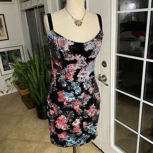 Dress the Population Black Floral Midi Dress